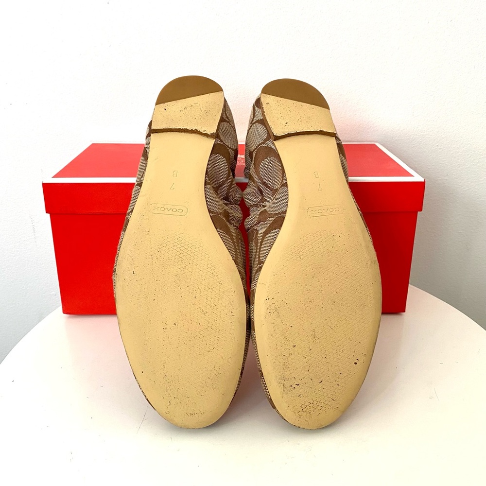 Coach Aly Signature C Logo Khaki Ballet Flats Size 7 - Picture 10 of 11